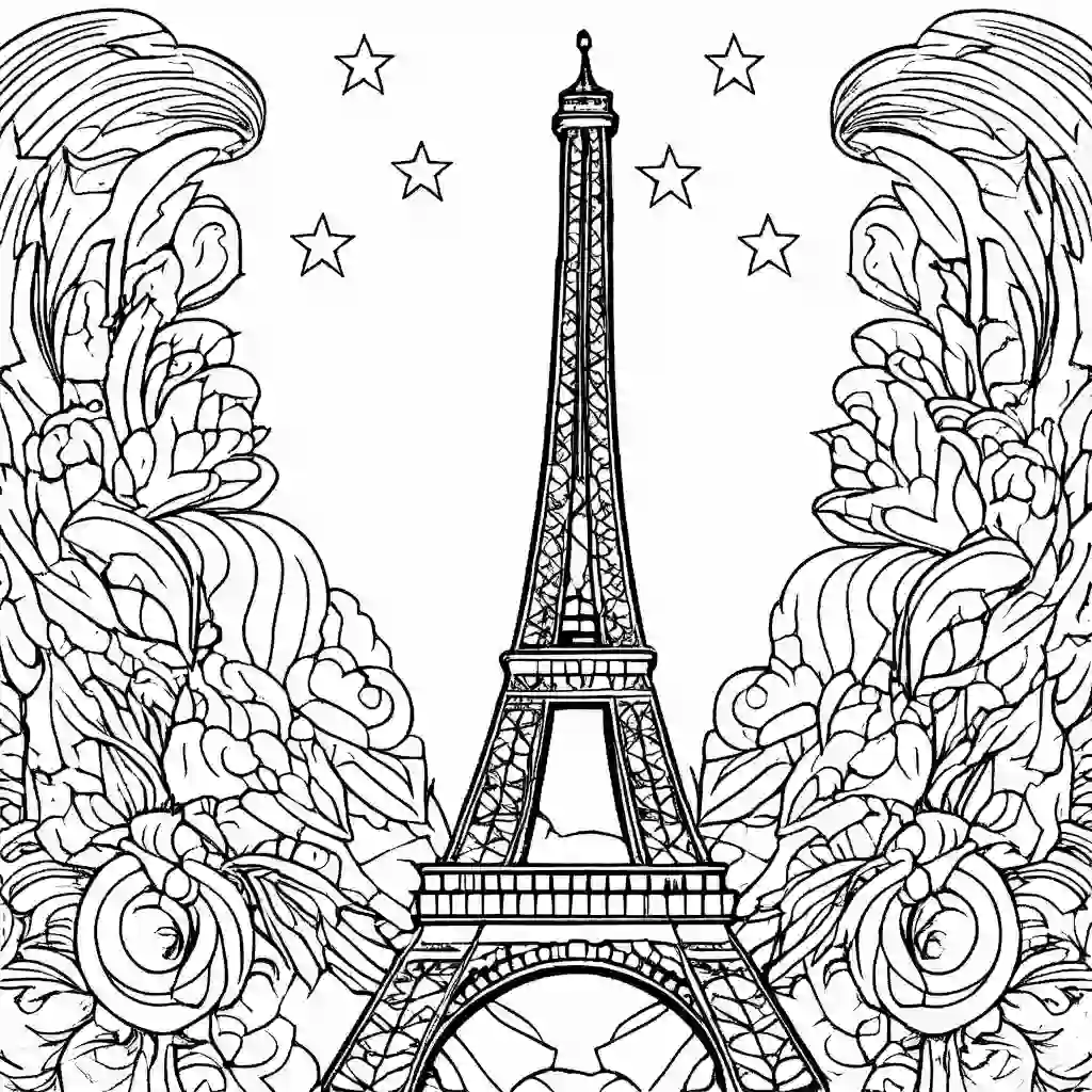 Flags for Bastille Day coloring pages
